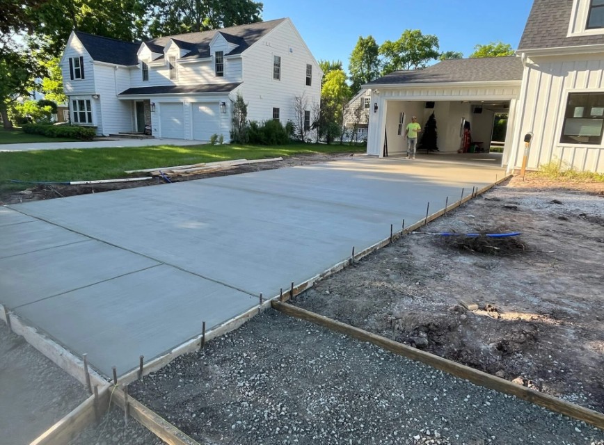 Professional concrete driveway installation showing proper preparation in Upland, CA